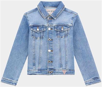 ΠΑΙΔΙΚΟ DENIM JACKET ΜΕ ΤΣΕΠΕΣ ΚΑΙ ΛΟΓΟΤΥΠΟ REGULAR FIT - J4RL10D4GV0 DENIM BLUE GUESS