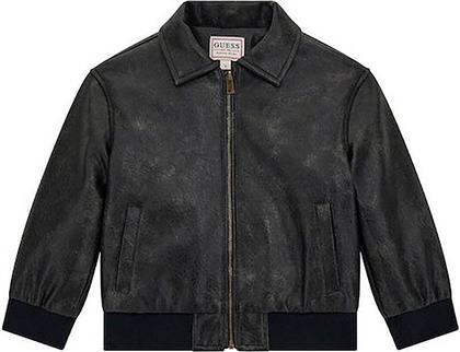 ΠΑΙΔΙΚΟ JACKET ΜΕ FAUX ΔΕΡΜΑ ΚΑΙ ΑΝΑΓΛΥΦΟ ΛΟΓΟΤΥΠΟ - N5YL03W0100 ΜΑΥΡΟ GUESS