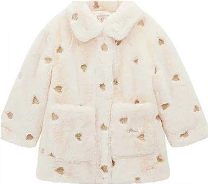 ΠΑΙΔΙΚΟ ΠΑΛΤΟ ΜΕ FAUX ΓΟΥΝΑ ΚΑΙ ΜΟΤΙΒΟ ΚΑΡΔΙΕΣ - K5BL01WHGO0 ΜΠΕΖ GUESS