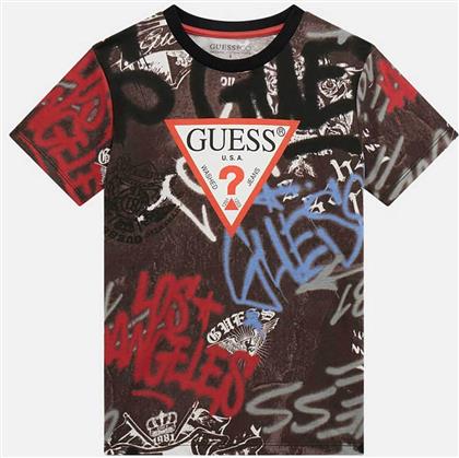 ΠΑΙΔΙΚΟ T-SHIRT ΜΕ ALL-OVER GRAFFITI PRINT ΚΑΙ ΛΟΓΟΤΥΠΟ - L5RI05K8HM4 ΚΑΦΕ GUESS