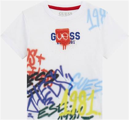 ΠΑΙΔΙΚΟ T-SHIRT ΜΕ GRAFFITI PRINT ΚΑΙ ΛΟΓΟΤΥΠΟ REGULAR FIT - N5RI11K8HM4 ΛΕΥΚΟ GUESS