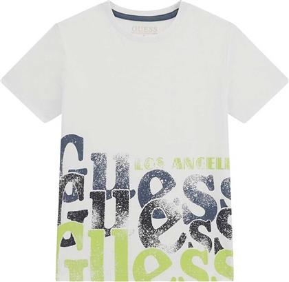 ΠΑΙΔΙΚΟ T-SHIRT ΜΕ ΣΤΑΜΠΩΤΟ ΛΟΓΟΤΥΠΟ - L5RI12K8HM4 ΛΕΥΚΟ GUESS