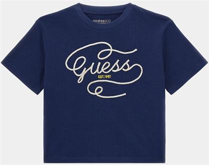 T-SHIRT J4RI18 K8HM4 ΣΚΟΥΡΟ ΜΠΛΕ REGULAR FIT GUESS από το MODIVO