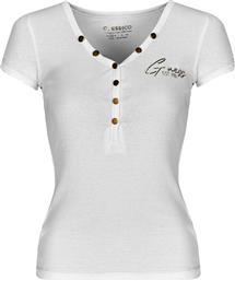 T-SHIRT ΜΕ ΚΟΝΤΑ ΜΑΝΙΚΙΑ HENLEY OLYMPIA GUESS