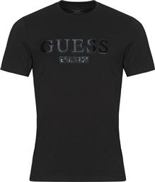 T-SHIRT ΜΕ ΚΟΝΤΑ ΜΑΝΙΚΙΑ SPRAYED FLOCK GUESS