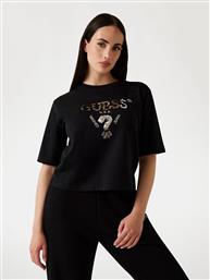 T-SHIRT ΜΕ ΛΟΓΟΤΥΠΟ ΜΕ ΠΑΓΙΕΤΕΣ ΜΠΡΟΣΤΑ - ΜΑΥΡΟ GUESS