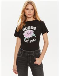 T-SHIRT PEONY V4YI15 J1314 ΜΑΥΡΟ REGULAR FIT GUESS