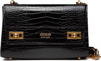 ΤΣΑΝΤΑ KATEY CROC FLAP SHOULDER BAG HWCB8494190 ΜΑΥΡΟ GUESS