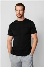 ΑΝΔΡΙΚΟ T-SHIRT ΜΕ TONE-ON-TONE ΚΕΝΤΗΜΕΝΟ ΛΟΓΟΤΥΠΟ CLASSIC FIT - HM500829 ΜΑΥΡΟ HACKETT