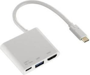 135728 3IN1 USB-C MULTIPORT ADAPTER FOR USB 3.1, HDMI AND USB-C (DATA + POWER) HAMA από το PLUS4U