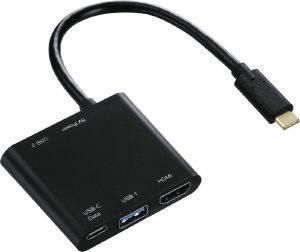 135729 4-IN-1 USB-C MULTIPORT ADAPTER FOR 2X USB 3.1, HDMI AND USB-C (DATA) HAMA από το PLUS4U