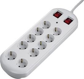 137233 10-WAY POWER STRIP WITH 2 SWITCHES AND OVERVOLTAGE PROTECTION 2M WHITE HAMA από το PLUS4U