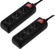 137396 3-SOCKET MULTIPLE SOCKET OUTLET WITH SWITCH 1.4 M BLACK SET OF 2 HAMA
