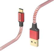 178296 CABLE REFLECTIVE CHARGING/DATA CABLE USB-C/ TYPE-C/ - USB-A 1.5M RED HAMA