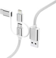 183306 3-IN-1 MICRO-USB CABLE WITH ADAPTER FOR USB TYPE-C AND LIGHTNING, 0.2M, WHI HAMA από το e-SHOP