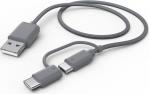 187224 2-IN-1 USB CABLE USB-A - MICRO-USB WITH ADAPTER TO USB-C 1 M GREY HAMA