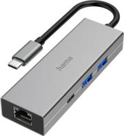 200108 USB-C HUB MULTIPORT 4 PORTS 2 X USB-A USB-C LAN/ETHERNET HAMA