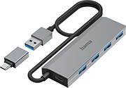200138 USB HUB, 4 PORTS, USB 3.2 GEN 1, 5 GBIT/S, INCL. USB-C ADAPTER AND PSU HAMA