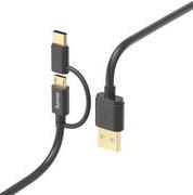 201533 2-IN-1 MULTI CHARGING CABLE USB-A MICRO-USB USB-C 1M HAMA