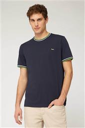 ΑΝΔΡΙΚΟ T-SHIRT ΜΕ ΛΟΓΟΤΥΠΟ ΚΑΙ ΡΙΓΕ ΛΕΠΤΟΜΕΡΕΙΕΣ REGULAR FIT - IRL188021223 ΜΠΛΕ ΣΚΟΥΡΟ HARMONT & BLAINE