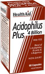 ACIDOPHILUS PLUS 4 BILLION WITH FOS ΣΥΜΠΛΗΡΩΜΑ ΔΙΑΤΡΟΦΗΣ ΤΡΙΩΝ ΠΡΟΒΙΟΤΙΚΩΝ ΣΤΕΛΕΧΩΝ & ΠΡΕΒΙΟΤΙΚΩΝ (FOS) ΓΙΑ ΤΗΝ ΚΑΛΗ ΛΕΙΤΟΥΡΓΙΑ ΤΟΥ ΓΑΣΤΡΕΝΤΕΡΙΚΟΥ ΣΥΣΤΗΜΑΤΟΣ & ΙΣΟΡΡΟΠΙΑ ΤΗΣ ΧΛΩΡΙΔΑΣ ΤΟΥ ΕΝΤΕΡΟΥ 60CAPS HEALTH AID
