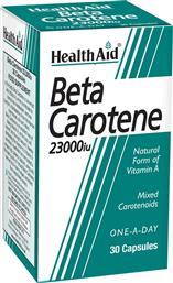 BETA CAROTENE 23000IU ΣΥΜΠΛΗΡΩΜΑ ΔΙΑΤΡΟΦΗΣ ΜΕ ΠΡΟΒΙΤΑΜΙΝΗ Α ΦΥΤΙΚΗΣ ΠΡΟΕΛΕΥΣΗΣ ΜΕ ΑΝΤΙΓΗΡΑΝΤΙΚΗ & ΙΣΧΥΡΗ ΑΝΤΙΟΞΕΙΔΩΤΙΚΗ ΔΡΑΣΗ ΚΑΤΑ ΤΩΝ ΕΛΕΥΘΕΡΩΝ ΡΙΖΩΝ 30CAPS HEALTH AID