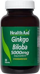 GINGKO BILOBA 5000MG ΣΥΜΠΛΗΡΩΜΑ ΔΙΑΤΡΟΦΗΣ ΕΚΧΥΛΙΣΜΑΤΟΣ ΤΟΥ ΒΟΤΑΝΟΥ GINKGO BILOBA ΓΙΑ ΕΝΙΣΧΥΣΗ ΤΗΣ ΜΝΗΜΗΣ, ΣΥΓΚΕΝΤΡΩΣΗ & ΚΑΛΗ ΥΓΕΙΑ ΤΟΥ ΚΥΚΛΟΦΟΡΙΚΟΥ 30CAPS HEALTH AID