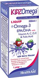 KIDZ OMEGA LIQUID ΣΥΜΠΛΗΡΩΜΑ ΔΙΑΤΡΟΦΗΣ ΩΜΕΓΑ 3 & ΒΙΤΑΜΙΝΩΝ ΣΕ ΠΟΣΙΜΟ ΥΓΡΟ ΓΙΑ ΤΗ ΣΩΣΤΗ ΑΝΑΠΤΥΞΗ & ΛΕΙΤΟΥΡΓΙΑ ΤΟΥ ΕΓΚΕΦΑΛΟΥ & ΤΗΣ ΟΡΑΣΗΣ ΓΙΑ ΠΑΙΔΙΑ ΜΕ ΓΕΥΣΗ ΒΑΤΟΜΟΥΡΟ 200ML HEALTH AID