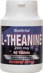 L-THEANINE 200MG ΣΥΜΠΛΗΡΩΜΑ ΔΙΑΤΡΟΦΗΣ ΑΜΙΝΟΞΕΟΣ ΘΕΙΑΝΙΝΗΣ ΓΙΑ ΤΗΝ ΚΑΛΗ ΛΕΙΤΟΥΡΓΙΑ ΤΟΥ ΝΕΥΡΙΚΟΥ ΣΥΣΤΗΜΑΤΟΣ ΠΝΕΥΜΑΤΙΚΗ ΔΙΑΥΓΕΙΑ & ΒΕΛΤΙΩΣΗ ΤΗΣ ΔΙΑΘΕΣΗΣ 60TABS HEALTH AID