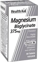 MAGNESIUM BISGLYCINATE 375MG & VITAMIN B6 ΣΥΜΠΛΗΡΩΜΑ ΔΙΑΤΡΟΦΗΣ ΧΗΛΙΚΟΥ ΜΑΓΝΗΣΙΟΥ ΥΨΗΛΗΣ ΑΠΟΡΡΟΦΗΣΗΣ & ΒΙΤΑΜΙΝΗΣ Β6 ΓΙΑ ΤΗΝ ΚΑΛΗ ΛΕΙΤΟΥΡΓΙΑ ΤΟΥ ΜΥΙΚΟΥ, ΝΕΥΡΙΚΟΥ ΣΥΣΤΗΜΑΤΟΣ & ΟΣΤΩΝ 60TABS HEALTH AID από το PHARM24