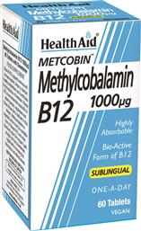 METCOBIN METHYLCOBALAMIN B12 1000ΜG ΣΥΜΠΛΗΡΩΜΑ ΔΙΑΤΡΟΦΗΣ ΒΙΤΑΜΙΝΗΣ Β12 ΓΙΑ ΕΝΕΡΓΕΙΑ & ΚΑΛΗ ΛΕΙΤΟΥΡΓΙΑ ΤΟΥ ΝΕΥΡΙΚΟΥ & ΚΥΚΛΟΦΟΡΙΚΟΥ ΣΥΣΤΗΜΑΤΟΣ ΣΕ ΥΠΟΓΛΩΣΣΙΑ ΔΙΣΚΙΑ ΜΕ ΓΕΥΣΗ ΦΡΑΓΚΟΣΤΑΦΥΛΟ 60TABS HEALTH AID