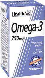 OMEGA 3, 750MG ΣΥΜΠΛΗΡΩΜΑ ΔΙΑΤΡΟΦΗΣ ΣΥΜΠΥΚΝΩΜΕΝΟΥ ΙΧΘΥΕΛΑΙΟΥ ΠΛΟΥΣΙΟ ΣΕ ΩΜΕΓΑ 3 ΛΙΠΑΡΑ ΟΞΕΑ ΓΙΑ ΤΗΝ ΥΠΟΣΤΗΡΙΞΗ ΤΗΣ ΚΑΛΗΣ ΥΓΕΙΑΣ ΤΗΣ ΚΑΡΔΙΑΣ, ΕΓΚΕΦΑΛΟΥ & ΟΡΑΣΗΣ 30CAPS HEALTH AID