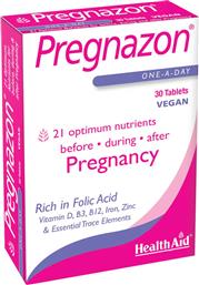 PREGNAZON ΣΥΜΠΛΗΡΩΜΑ ΔΙΑΤΡΟΦΗΣ ΕΞΕΙΔΙΚΕΥΜΕΝΗΣ ΦΟΡΜΟΥΛΑΣ ΒΙΤΑΜΙΝΩΝ, ΜΕΤΑΛΛΩΝ & ΕΝΖΥΜΩΝ ΓΙΑ ΥΠΟΣΤΗΡΙΞΗ ΤΟΥ ΓΥΝΑΙΚΕΙΟΥ ΟΡΓΑΝΙΣΜΟΥ ΑΠΟ ΤΗ ΣΥΛΛΗΨΗ ΜΕΧΡΙ & ΤΟ ΘΗΛΑΣΜΟ 30TABS HEALTH AID