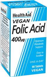 VEGAN FOLIC ACID 400ΜG ΣΥΜΠΛΗΡΩΜΑ ΔΙΑΤΡΟΦΗΣ ΦΟΛΙΚΟΥ ΟΞΕΟΣ (ΒΙΤΑΜΙΝΗ Β9) ΒΡΑΔΕΙΑΣ ΑΠΟΔΕΣΜΕΥΣΗΣ ΦΥΤΙΚΗΣ ΠΡΟΕΛΕΥΣΗΣ ΓΙΑ ΤΗΝ ΥΠΟΣΤΗΡΙΞΗ ΜΙΑΣ ΥΓΙΟΥΣ ΕΓΚΥΜΟΣΥΝΗΣ 90TABS HEALTH AID