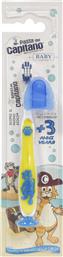 PASTA DEL CAPITANO BABY SOFT TOOTHBRUSH 3+ YEARS ΠΑΙΔΙΚΗ ΟΔΟΝΤΟΒΟΥΡΤΣΑ ΜΕ ΜΑΛΑΚΕΣ ΙΝΕΣ, ΕΙΔΙΚΗ ΒΑΣΗ ΣΤΗΡΙΞΗΣ & ΚΑΠΑΚΙ 1 ΤΕΜΑΧΙΟ - ΚΙΤΡΙΝΟ HEALTH PLUS