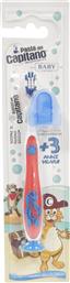 PASTA DEL CAPITANO BABY SOFT TOOTHBRUSH 3+ YEARS ΠΑΙΔΙΚΗ ΟΔΟΝΤΟΒΟΥΡΤΣΑ ΜΕ ΜΑΛΑΚΕΣ ΙΝΕΣ, ΕΙΔΙΚΗ ΒΑΣΗ ΣΤΗΡΙΞΗΣ & ΚΑΠΑΚΙ 1 ΤΕΜΑΧΙΟ - ΚΟΚΚΙΝΟ HEALTH PLUS