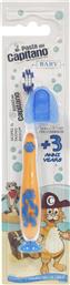 PASTA DEL CAPITANO BABY SOFT TOOTHBRUSH 3+ YEARS ΠΑΙΔΙΚΗ ΟΔΟΝΤΟΒΟΥΡΤΣΑ ΜΕ ΜΑΛΑΚΕΣ ΙΝΕΣ, ΕΙΔΙΚΗ ΒΑΣΗ ΣΤΗΡΙΞΗΣ & ΚΑΠΑΚΙ 1 ΤΕΜΑΧΙΟ - ΠΟΡΤΟΚΑΛΙ HEALTH PLUS