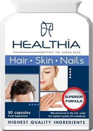 HAIR, SKIN & NAILS FORMULA ΣΥΜΠΛΗΡΩΜΑ ΔΙΑΤΡΟΦΗΣ ΑΜΙΝΟΞΕΩΝ, ΒΙΤΑΜΙΝΩΝ, ΜΕΤΑΛΛΩΝ & ΕΚΧΥΛΙΣΜΑΤΟΣ ΒΟΤΑΝΩΝ ΓΙΑ ΤΗΝ ΚΑΛΗ ΥΓΕΙΑ ΤΩΝ ΜΑΛΛΙΩΝ, ΔΕΡΜΑΤΟΣ & ΝΥΧΙΩΝ 90CAPS HEALTHIA από το PHARM24