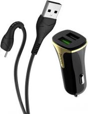 CAR CHARGER UNIVERSE DOUBLE PORT QC3.0 WITH CABLE TYPE-C Z31 BLACK HOCO