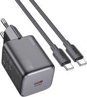 N40 GAN WALL CHARGER 20W 3A TYPE-C + CABLE BLACK HOCO