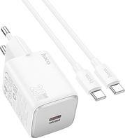 N40 GAN WALL CHARGER 20W 3A TYPE-C + CABLE WHITE HOCO