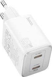 N42 GAN WALL CHARGER 45W 3A 2X TYPE-C WHITE HOCO