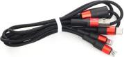 X26 XPRESS ONE PULL THREE CHARGING CABLE,LIGHTNING+MICRO+TYPE-C BLACK/RED HOCO από το e-SHOP