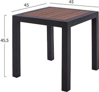 ΤΡΑΠΕΖΙ ΑΛΟΥΜΙΝΙΟΥ HM5403 02 ΓΚΡΙ ΜΕ POLYWOOD 45Χ45X46 HOMEMARKT