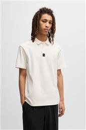 BOSS ΑΝΔΡΙΚΗ ΜΠΛΟΥΖΑ ΠΟΛΟ ΜΟΝΟΧΡΩΜΗ ΜΕ LOGO PATCH REGULAR FIT ''DEABONO'' - 50517638 ΛΕΥΚΟ HUGO