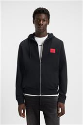 BOSS ΑΝΔΡΙΚΗ ΖΑΚΕΤΑ ΦΟΥΤΕΡ ΜΕ ΚΟΥΚΟΥΛΑ ΚΑΙ CONTRAST LOGO PATCH REGULAR FIT ''DAPLE'' - 50447972 ΜΑΥΡΟ HUGO