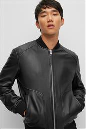 BOSS ΑΝΔΡΙΚΟ JACKET ΜΟΝΟΧΡΩΜΟ ΜΕ ΕΠΕΝΔΥΣΗ ΜΕ ΦΟΔΡΑ ''LENNO'' - 50481934 ΜΑΥΡΟ HUGO