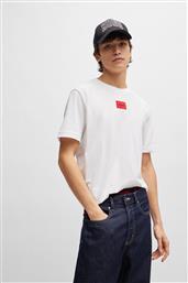 BOSS ΑΝΔΡΙΚΟ T-SHIRT ΜΕ CONTRAST LOGO PATCH REGULAR FIT ''DIRAGOLINO'' - 50447978 ΛΕΥΚΟ - ΚΟΚΚΙΝΟ HUGO