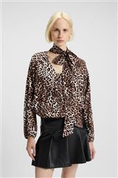 BOSS ΓΥΝΑΙΚΕΙΑ ΜΠΛΟΥΖΑ ΜΕ LEOPARD PRINT ΚΑΙ ΔΕΣΙΜΟ ΣΤΟ ΛΑΙΜΟ OVERSIZED FIT ''CUNEA'' - 50546781 ΜΠΕΖ HUGO