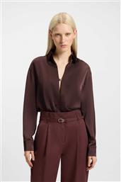 BOSS ΓΥΝΑΙΚΕΙΑ ΜΠΛΟΥΖΑ ΜΕ ΜΕΤΑΛΛΙΚΟ ΚΟΥΜΠΩΜΑ ''CAFERA'' - 50542311 ΚΑΦΕ ΣΚΟΥΡΟ HUGO